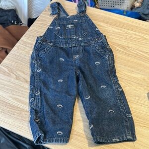 OshKosh B'gosh Blue Denim Overalls with Football Print 12 Months